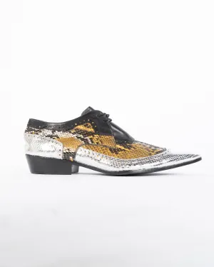 SS17 Pointed Yellow Python Lace-Up Derbies