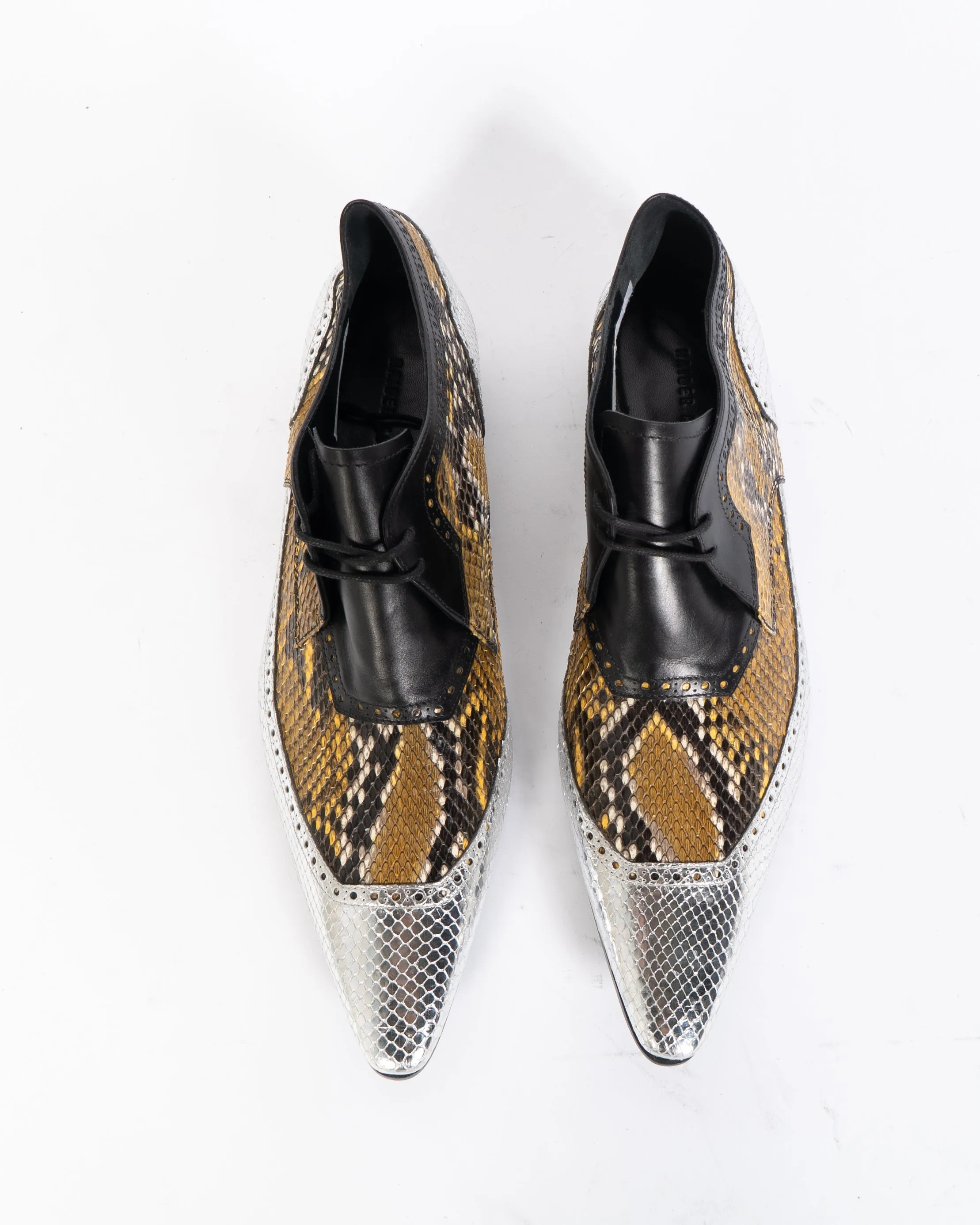 SS17 Pointed Yellow Python Lace-Up Derbies