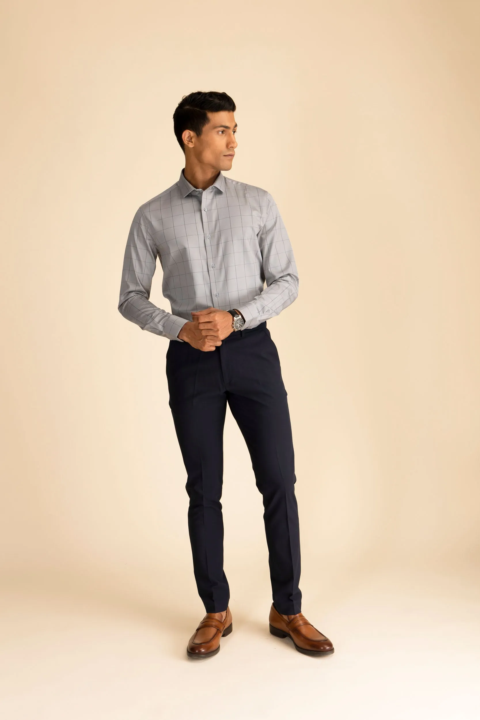 Steel Grey Check Shirt