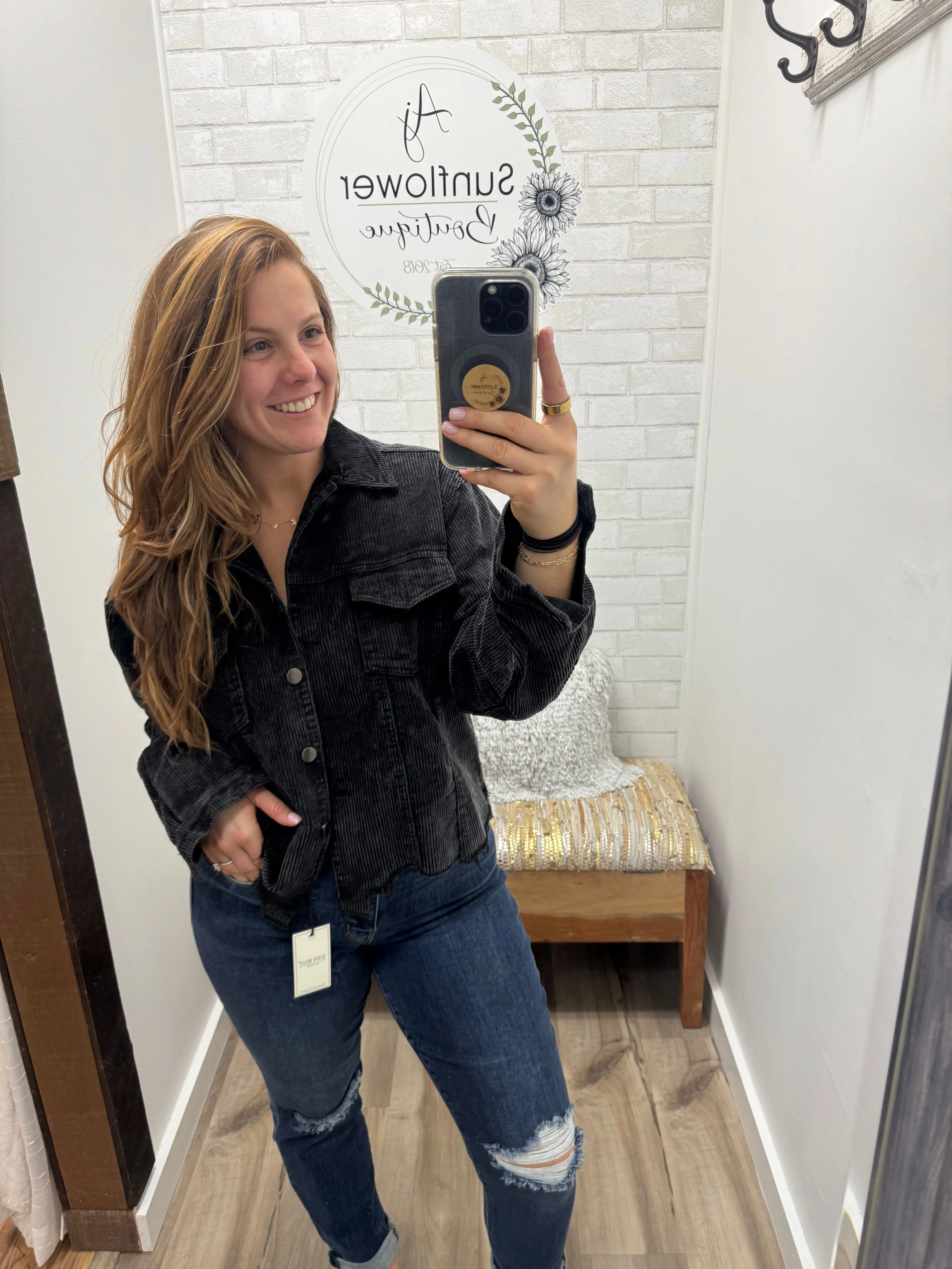 Street Style Distressed Jacket Black