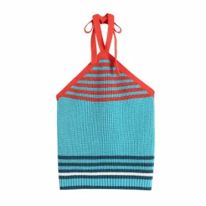 STRIPED KNITTED CROP TOP
