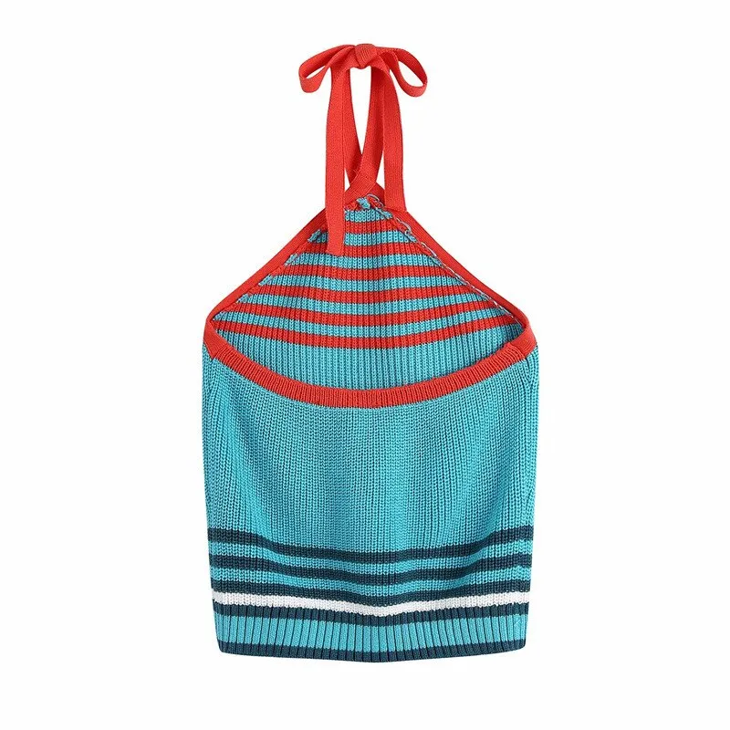 STRIPED KNITTED CROP TOP