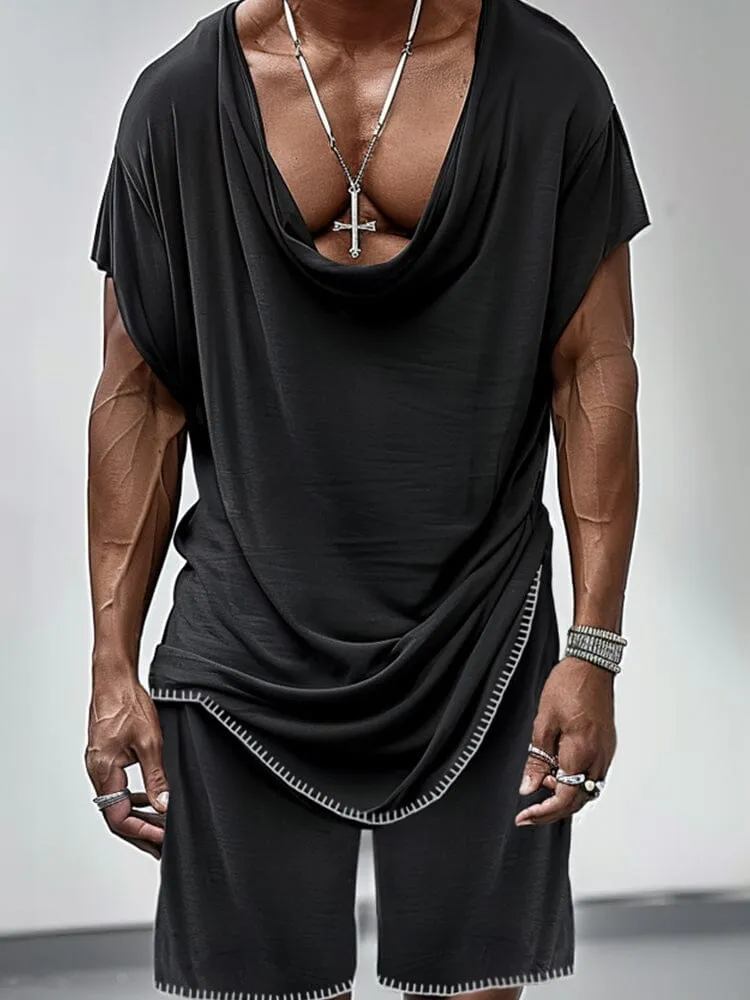 Stylish Drape Neck T-shirt Set