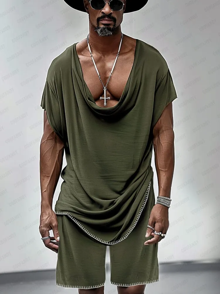 Stylish Drape Neck T-shirt Set