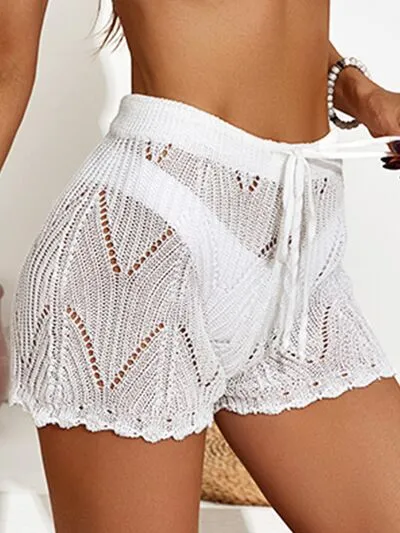 Stylish Drawstring Cutout Swim Shorts for Summer Fun
