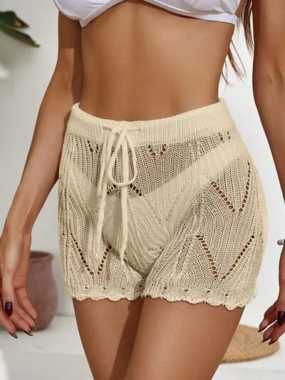 Stylish Drawstring Cutout Swim Shorts for Summer Fun