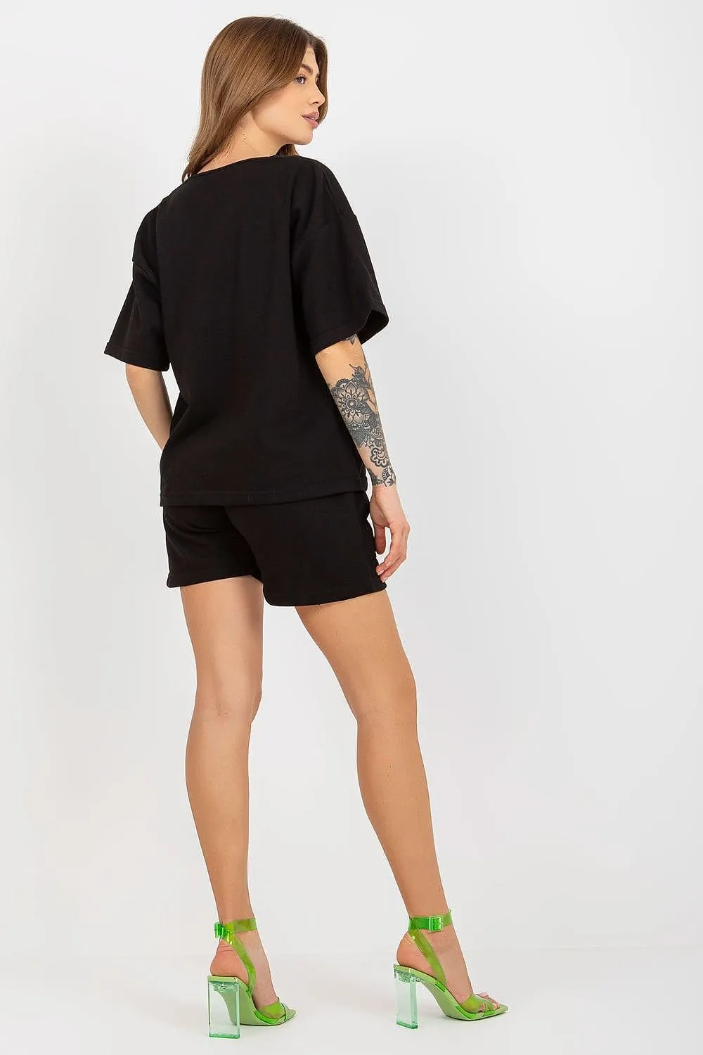 Stylish Heart Neckline Tracksuit Set with Shorts
