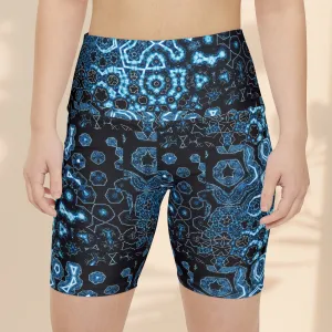 Stylish Women's Workout Shorts - Shifting Blues