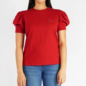 Stylistic Mr. Lee Ladies Basic Tees Round Neck for Women Trendy Fashion High Quality Apparel Comfortable Casual Top for Women Relaxed Fit 144128-U (Red)