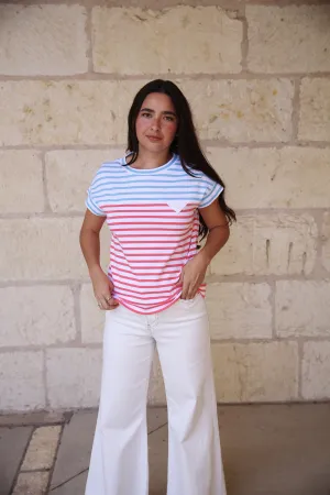 Summer Pics Striped T-Shirt Light Turquoise