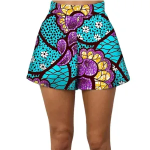 Summer Vibes: African Print Pattern Beach Shorts for Women, 100% Cotton