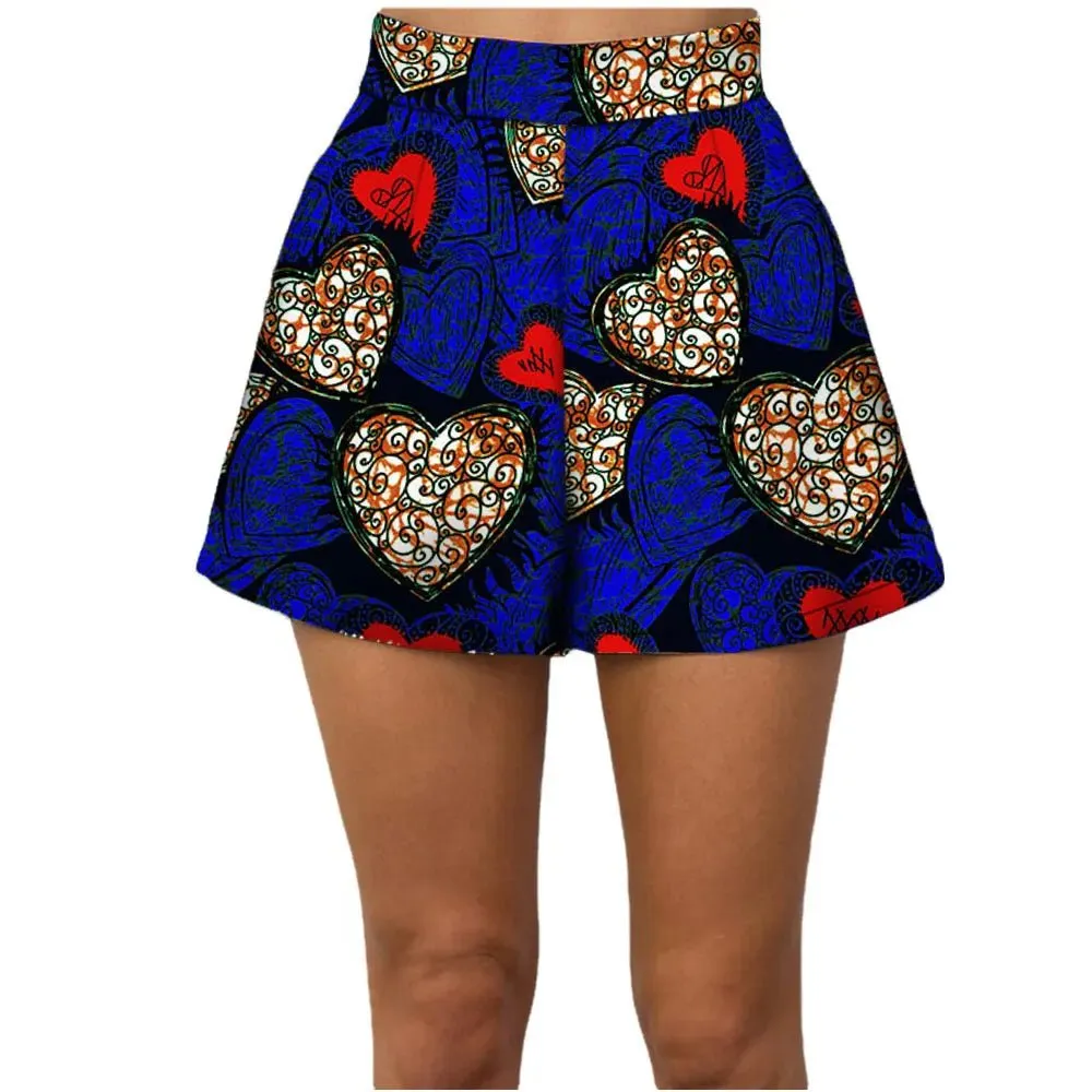 Summer Vibes: African Print Pattern Beach Shorts for Women, 100% Cotton