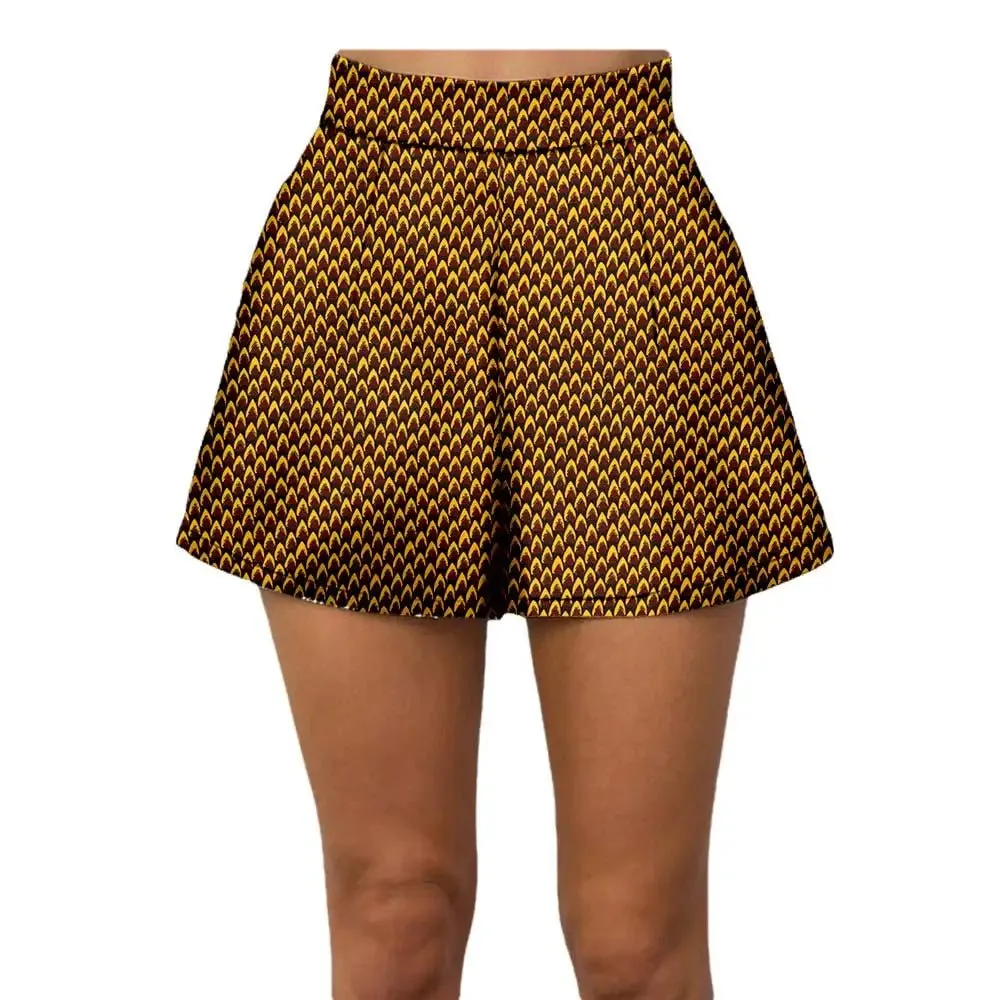 Summer Vibes: African Print Pattern Beach Shorts for Women, 100% Cotton