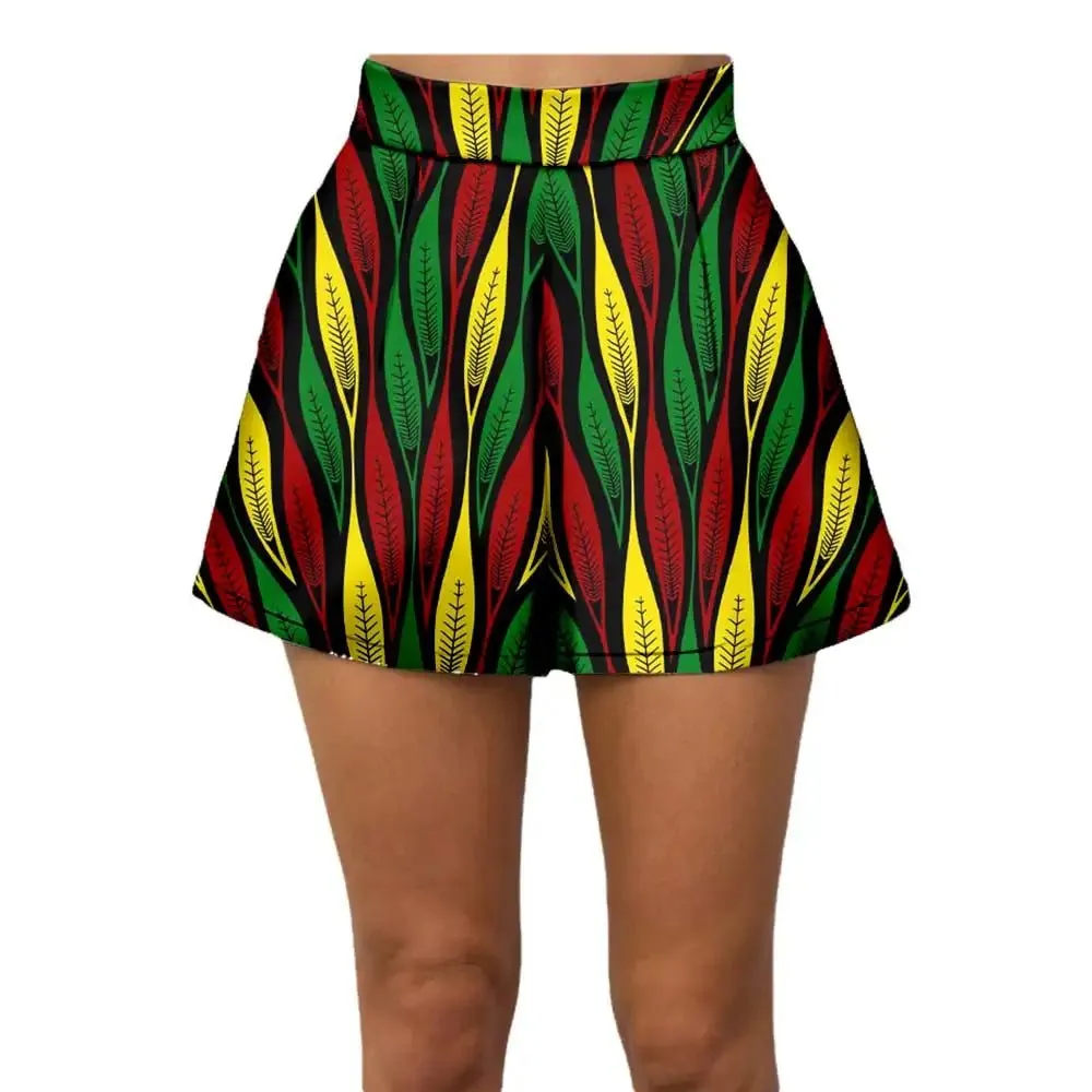Summer Vibes: African Print Pattern Beach Shorts for Women, 100% Cotton