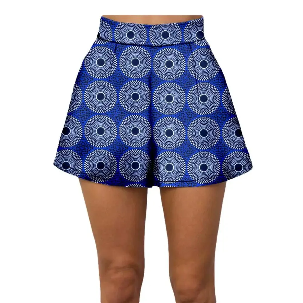 Summer Vibes: African Print Pattern Beach Shorts for Women, 100% Cotton