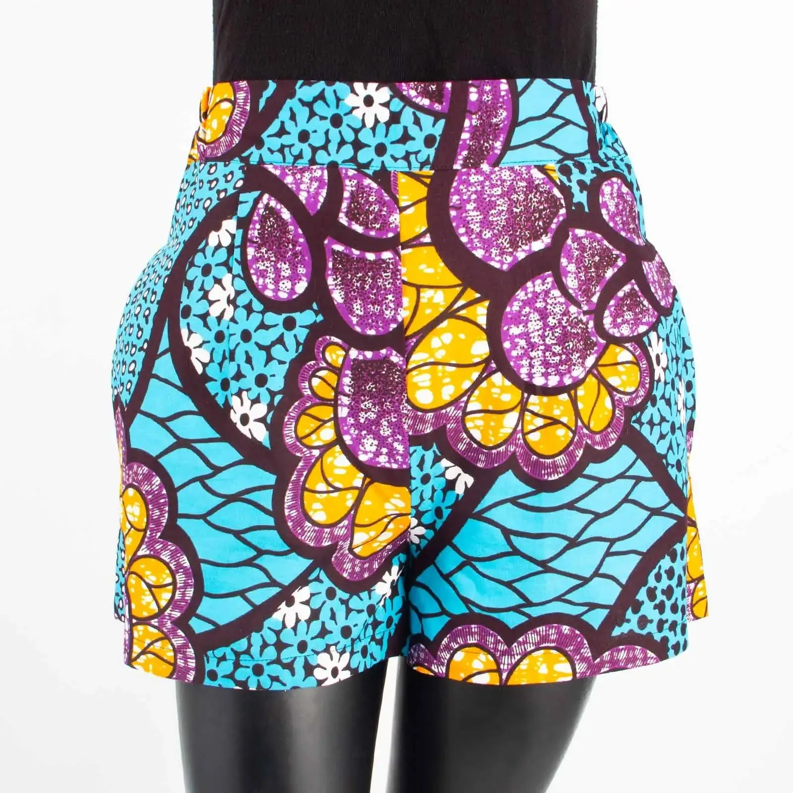 Summer Vibes: African Print Pattern Beach Shorts for Women, 100% Cotton
