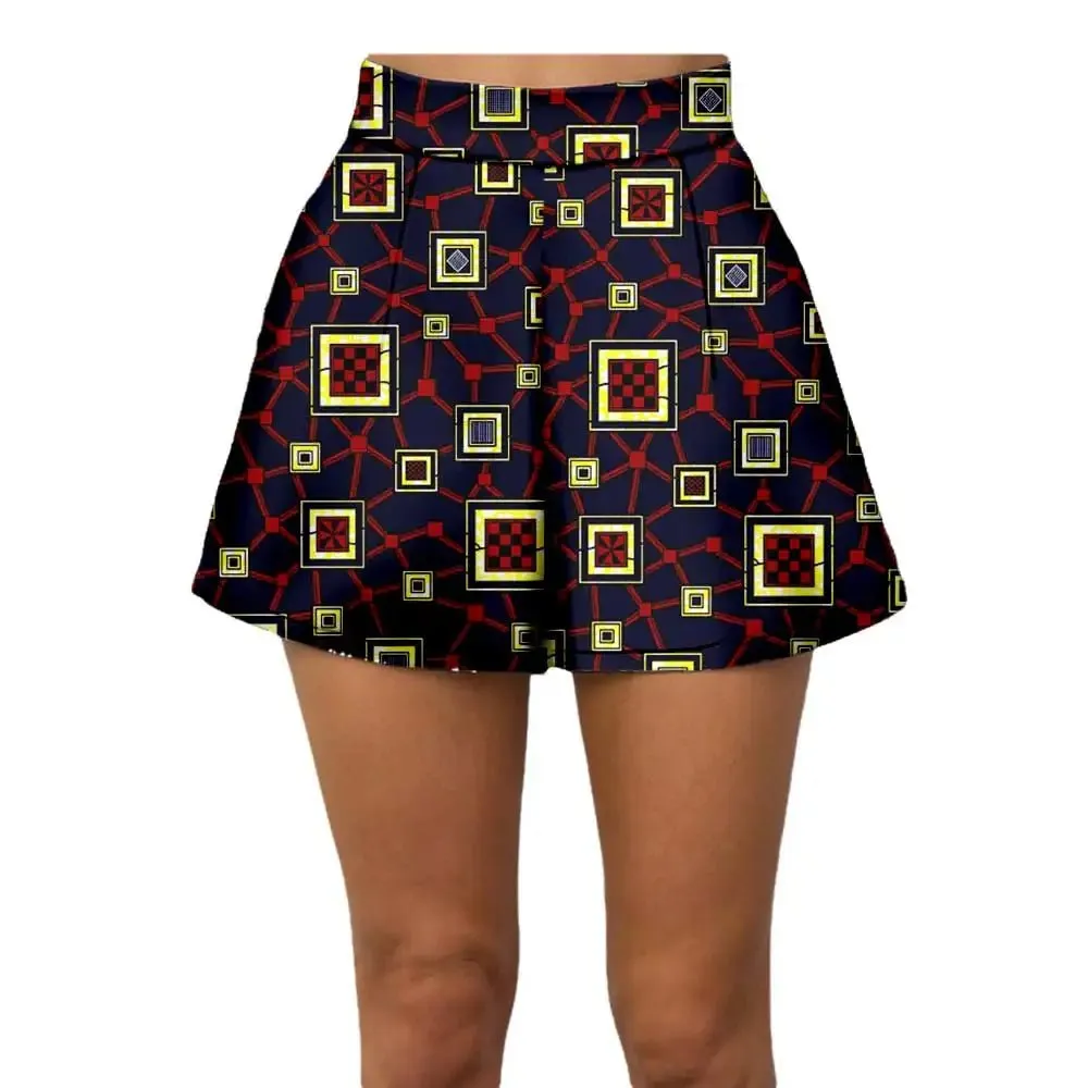 Summer Vibes: African Print Pattern Beach Shorts for Women, 100% Cotton