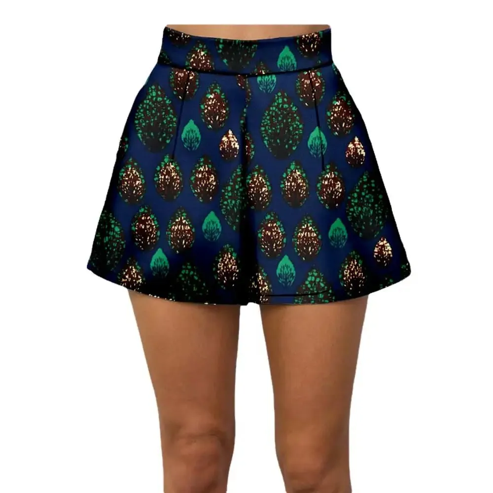 Summer Vibes: African Print Pattern Beach Shorts for Women, 100% Cotton