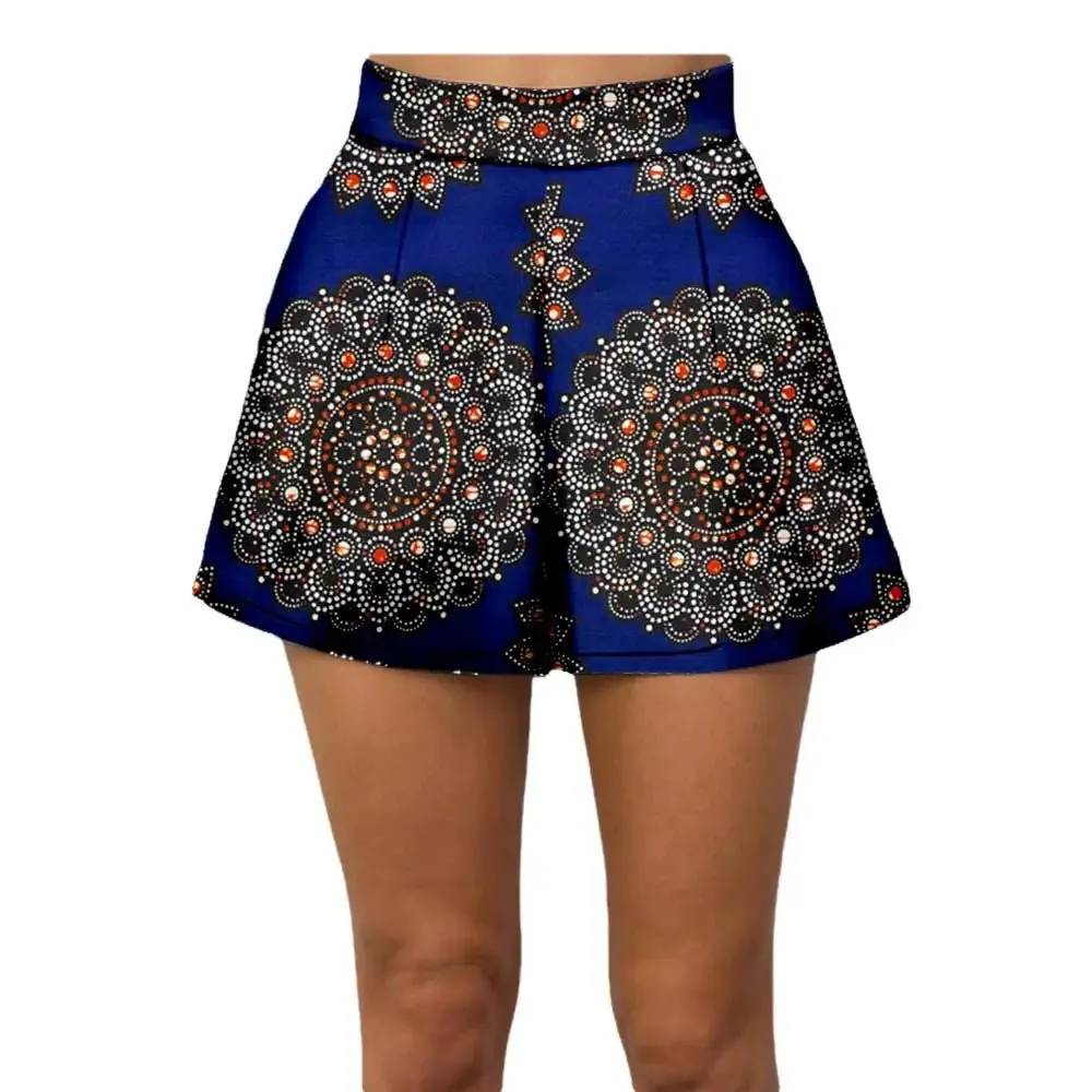 Summer Vibes: African Print Pattern Beach Shorts for Women, 100% Cotton