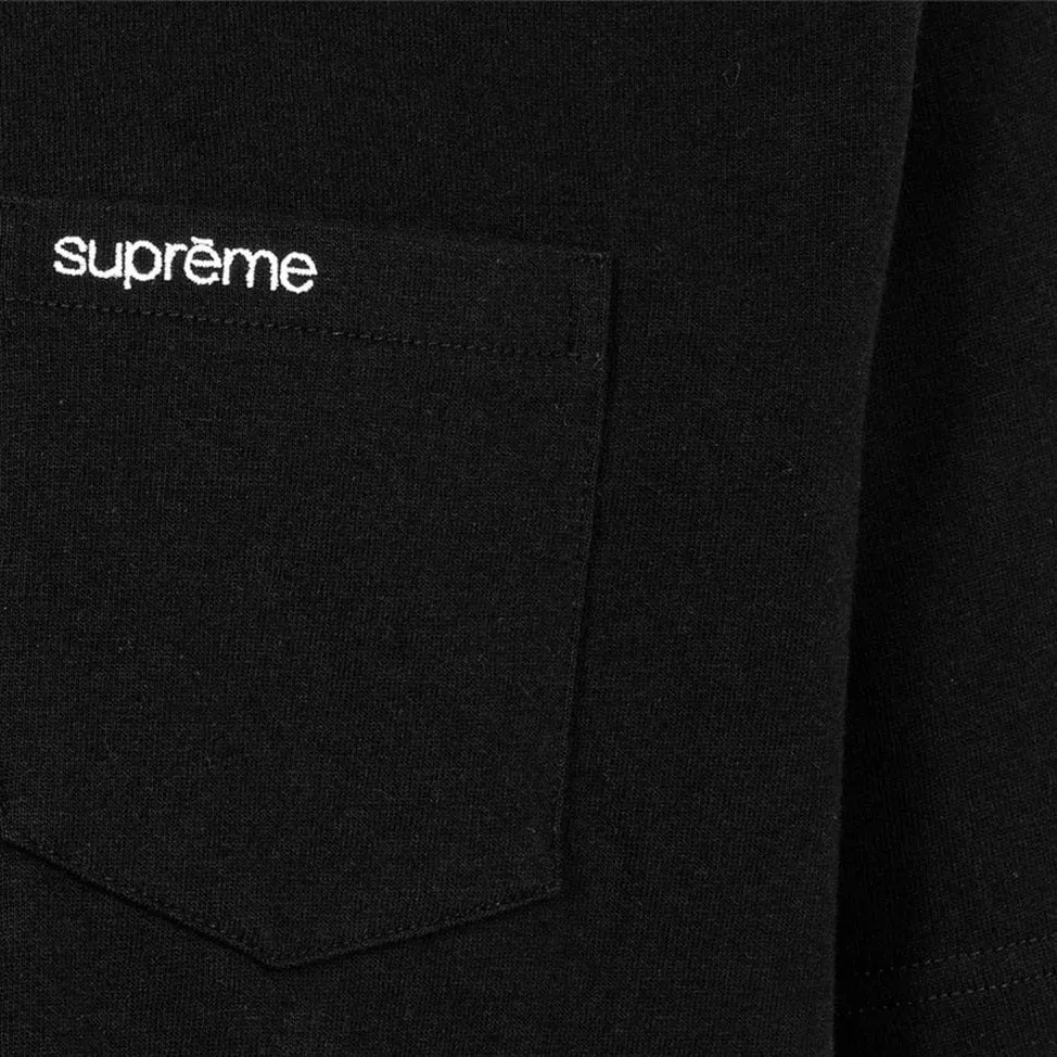 Supreme Embroidery Logo Pocket Tee Black
