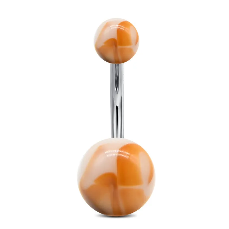 Surgical Steel Belly Button Ring With Acrylic Colorful Ball 14G Navel Belly Ring Piercing