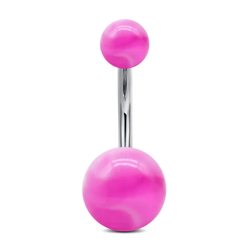 Surgical Steel Belly Button Ring With Acrylic Colorful Ball 14G Navel Belly Ring Piercing