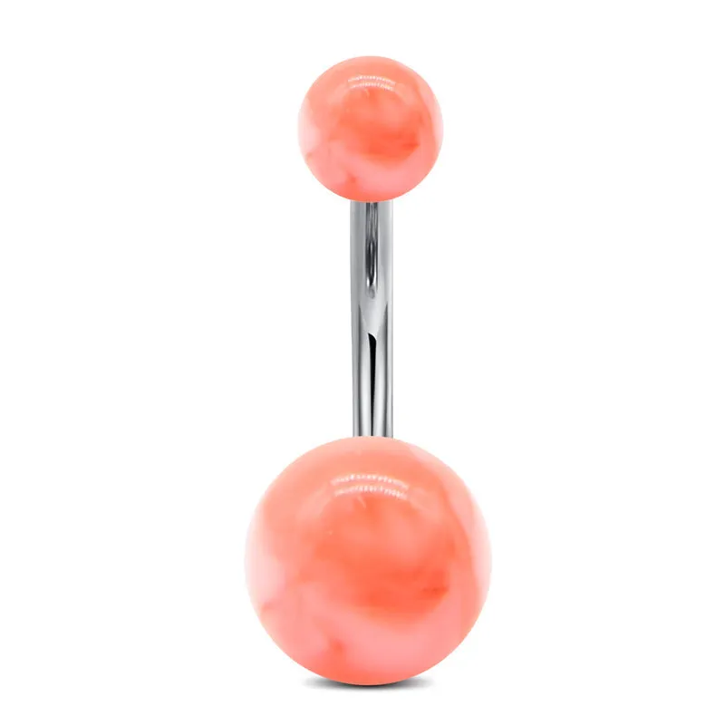Surgical Steel Belly Button Ring With Acrylic Colorful Ball 14G Navel Belly Ring Piercing