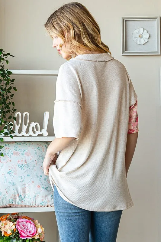 Sweet Not Spicy Floral And Solid Oatmeal Top