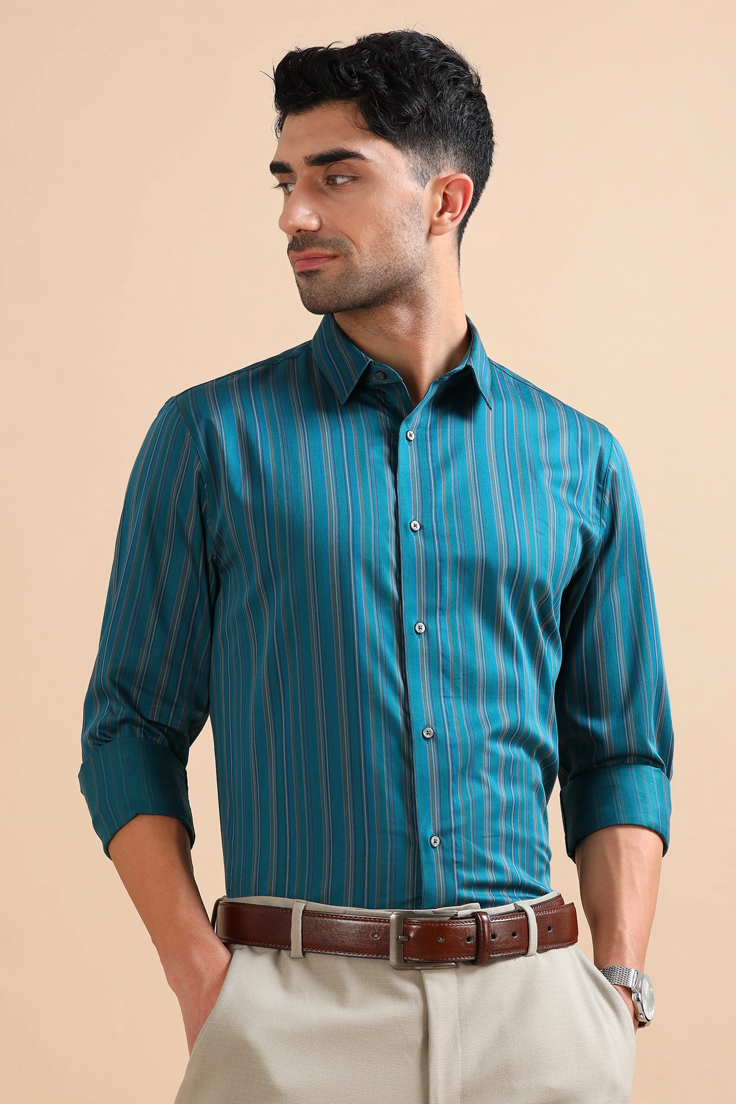 Teal Striped Shirt EOSS