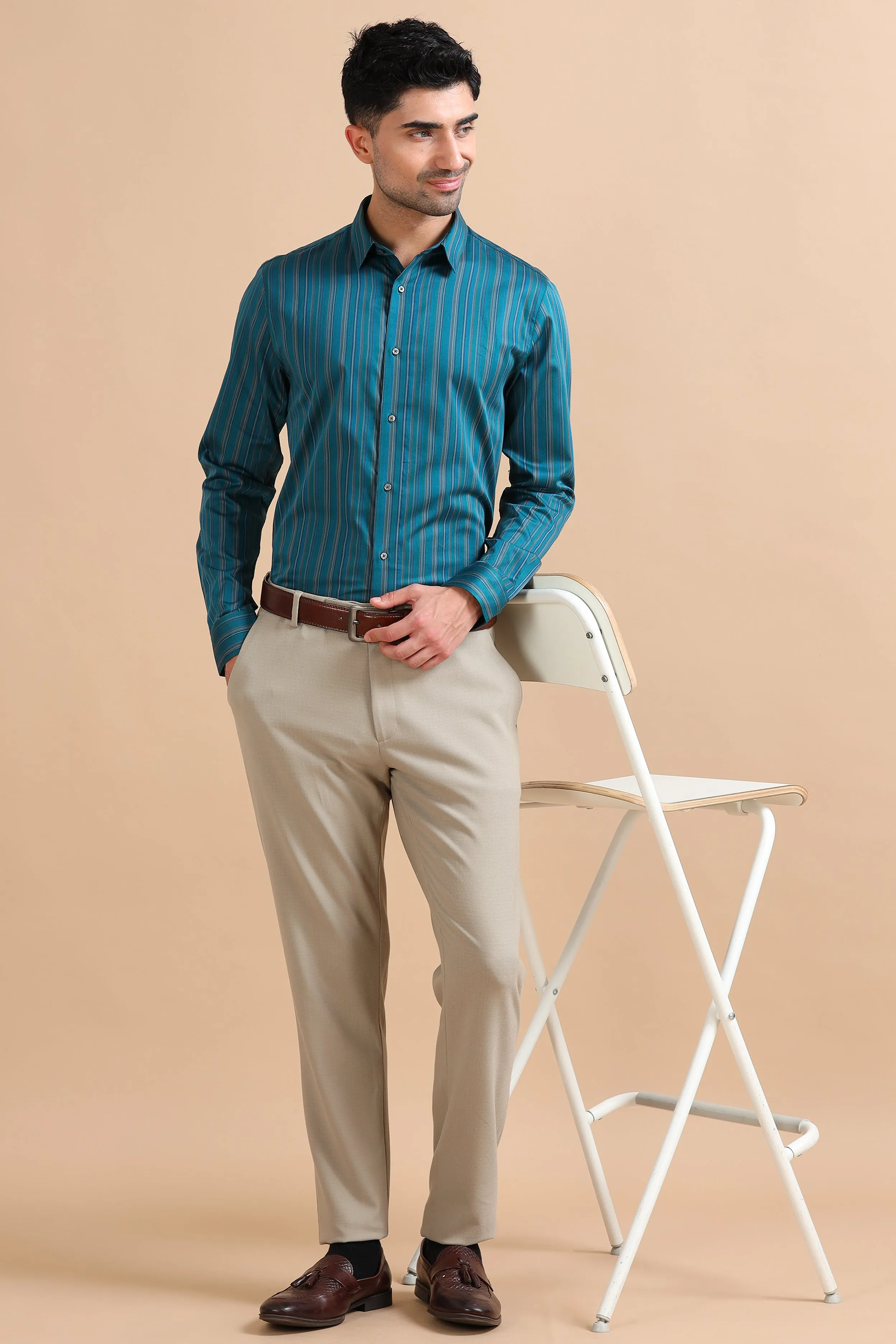 Teal Striped Shirt EOSS