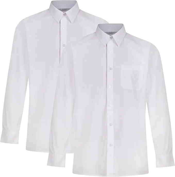 TRUTEX WHITE LONG SLEEVE TWIN PACK SHIRTS - 12.5" - 14" COLLAR