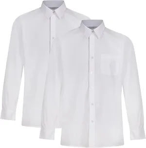 TRUTEX WHITE LONG SLEEVE TWIN PACK SHIRTS - 12.5" - 14" COLLAR