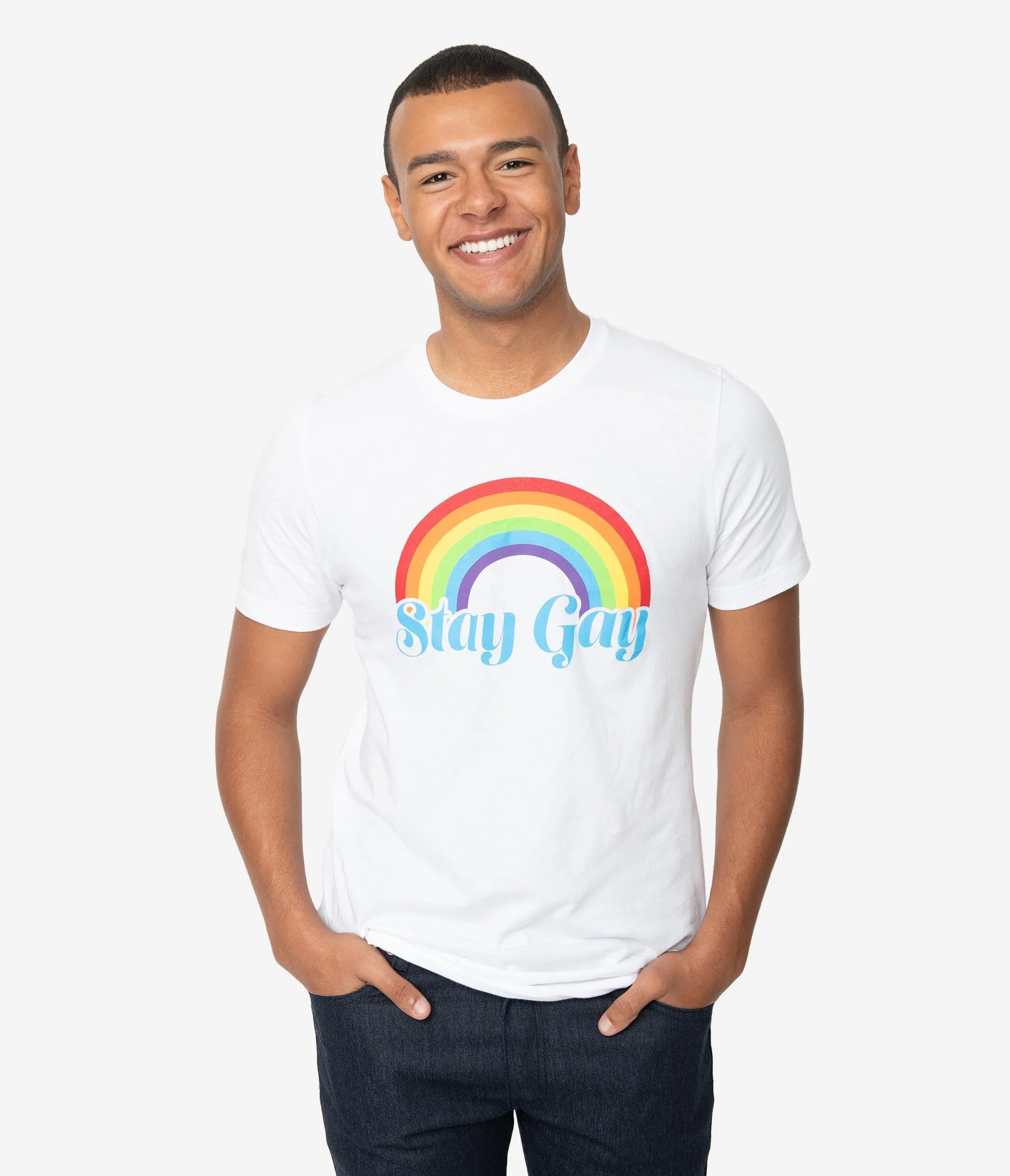 Unique Vintage Stay Gay Rainbow Unisex Tee