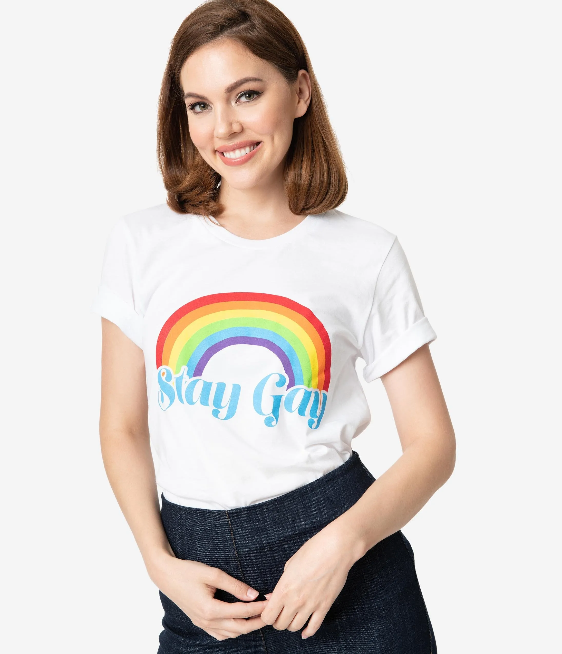 Unique Vintage Stay Gay Rainbow Unisex Tee