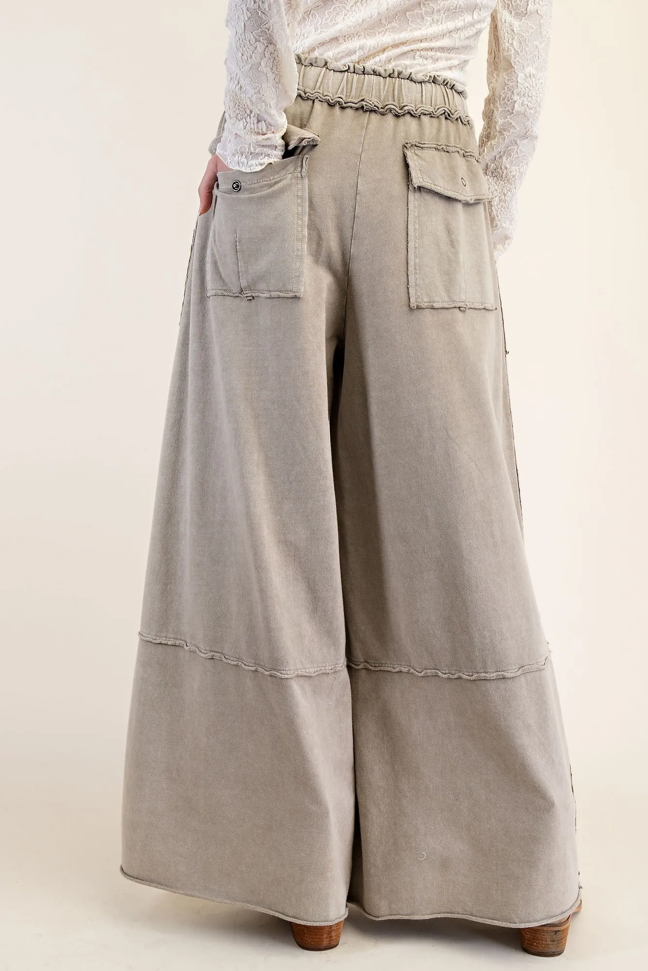 WASHED TERRY KNIT CARGO PANTS