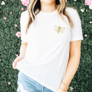 White Ladies Gold Bumble Bee T-Shirt