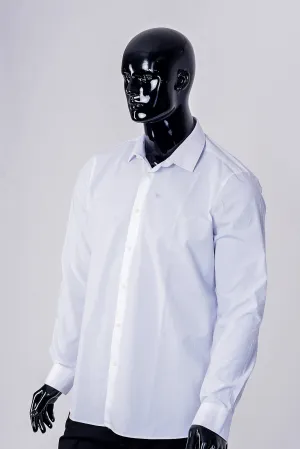 white slim fit long-sleeve shirt