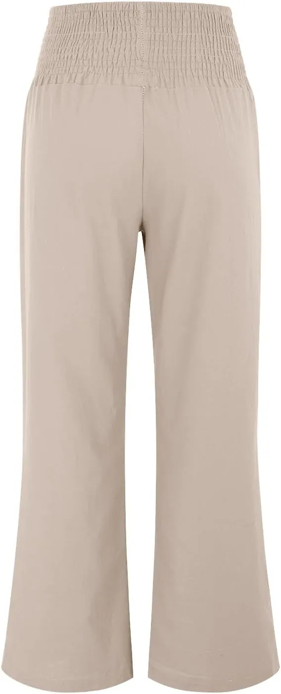 Wide Leg Pants for Women Yoga Work Pants with Pocketsc Pull on High Waist Lounge Sweatpants Casual Loose Dress Pants
