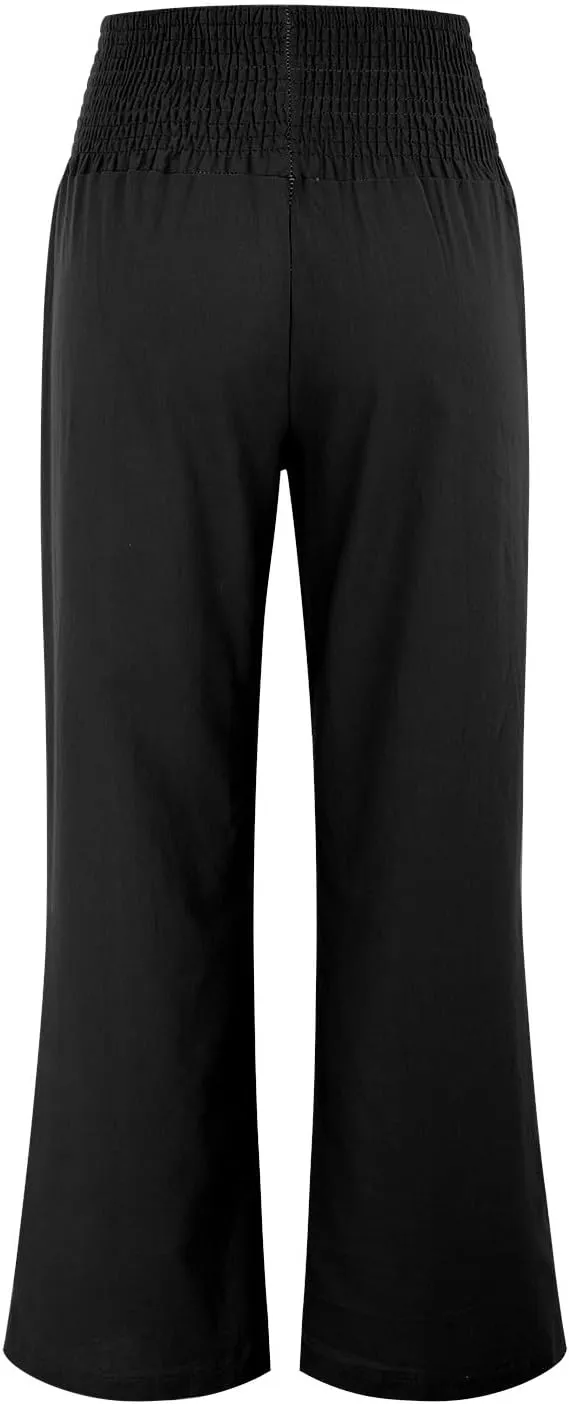 Wide Leg Pants for Women Yoga Work Pants with Pocketsc Pull on High Waist Lounge Sweatpants Casual Loose Dress Pants