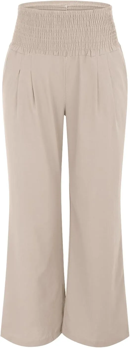 Wide Leg Pants for Women Yoga Work Pants with Pocketsc Pull on High Waist Lounge Sweatpants Casual Loose Dress Pants