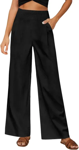 Wide Leg Pants for Women Yoga Work Pants with Pocketsc Pull on High Waist Lounge Sweatpants Casual Loose Dress Pants