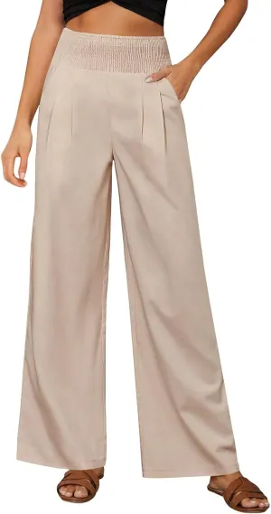 Wide Leg Pants for Women Yoga Work Pants with Pocketsc Pull on High Waist Lounge Sweatpants Casual Loose Dress Pants
