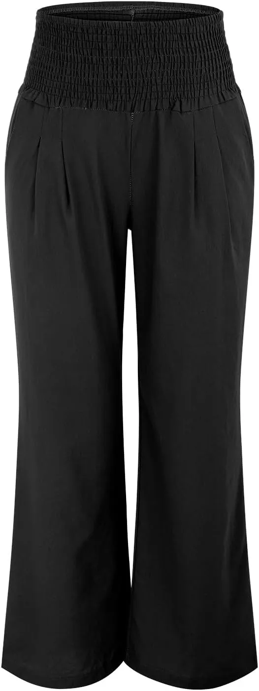 Wide Leg Pants for Women Yoga Work Pants with Pocketsc Pull on High Waist Lounge Sweatpants Casual Loose Dress Pants