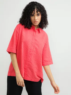 Women Cotton Pink Casual Shirt