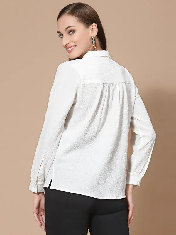 Women White Odour Free Spread Collar  Formal Shirt