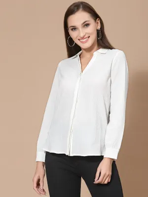 Women White Odour Free Spread Collar  Formal Shirt