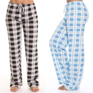 Women's Classic Plaid Home Casual Trousers Loose Pants