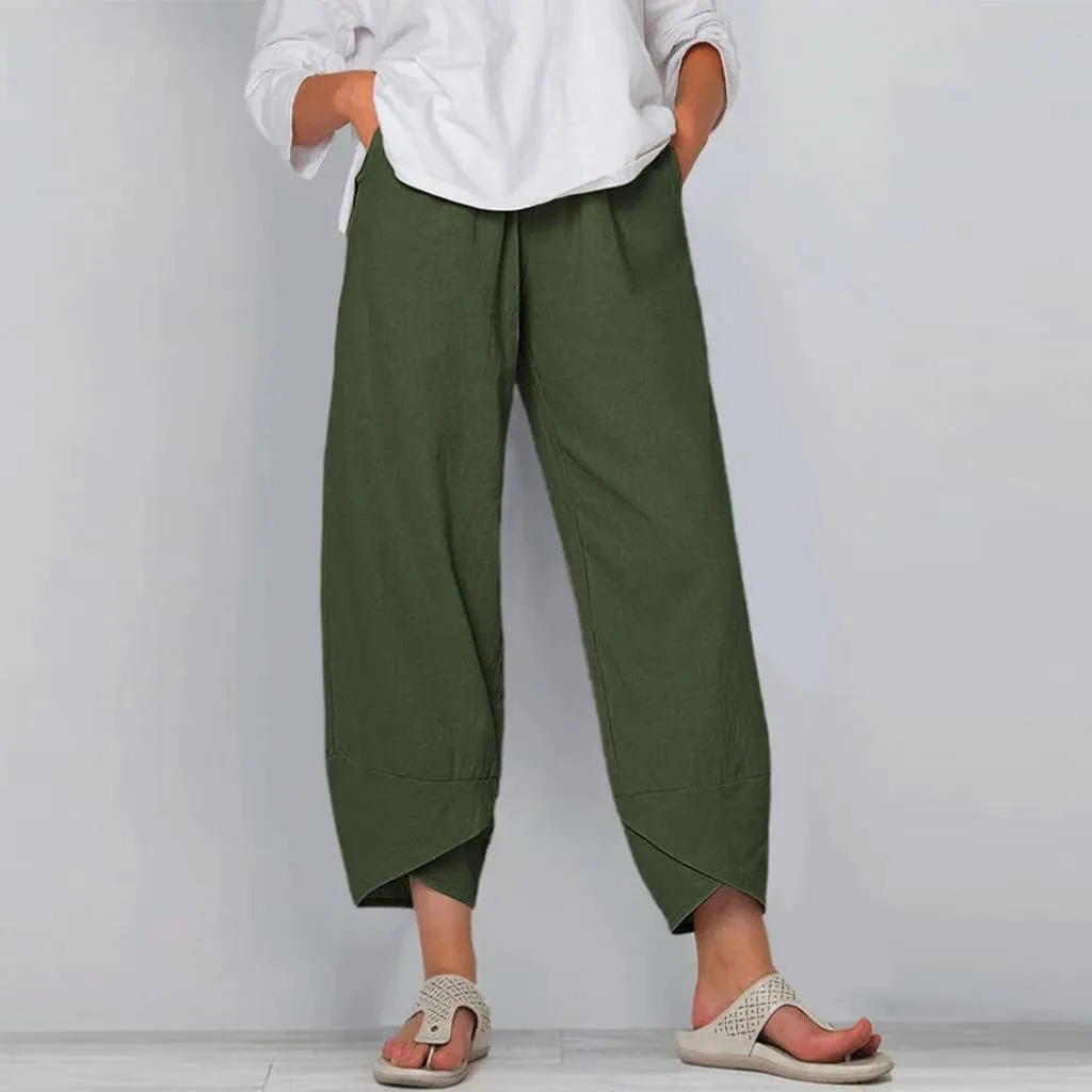 Women's High Waist Cotton Linen Pants Casual Comfortable Trousers, Pure Color Relaxed Summer Wide Leg Palazzo 2025