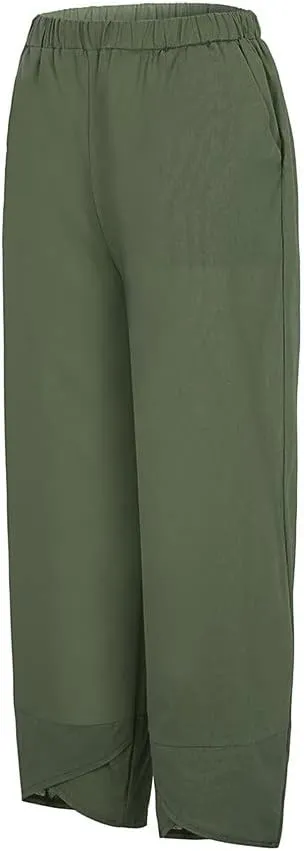 Women's High Waist Cotton Linen Pants Casual Comfortable Trousers, Pure Color Relaxed Summer Wide Leg Palazzo 2025