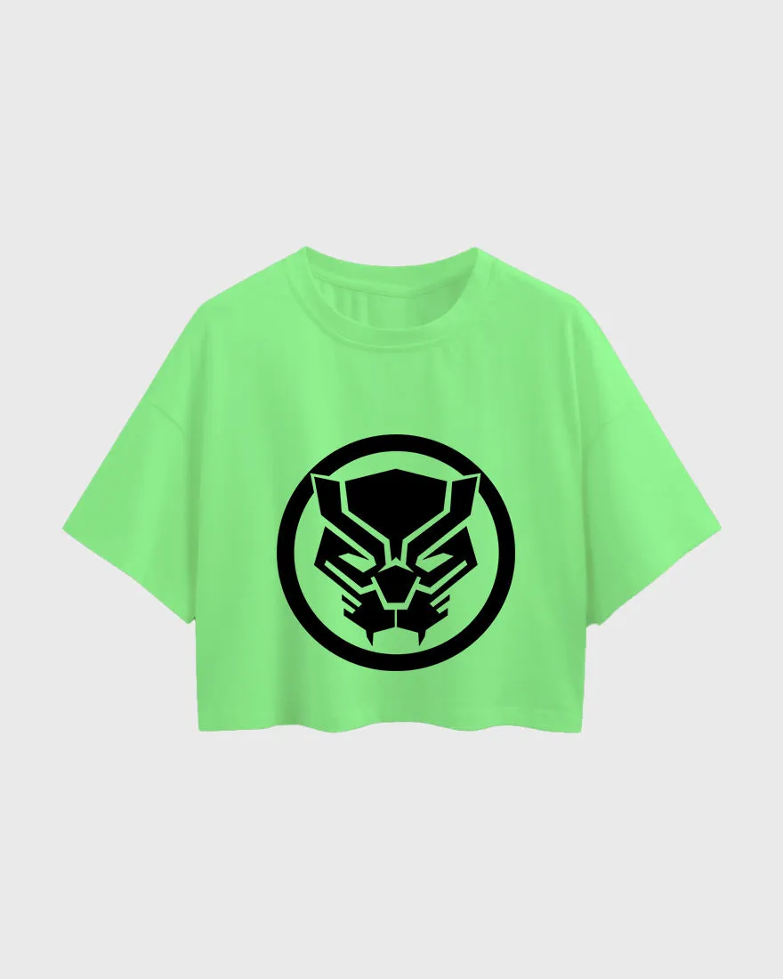 Womens Oversized Cropped TShirt Movies Black Panther Logo